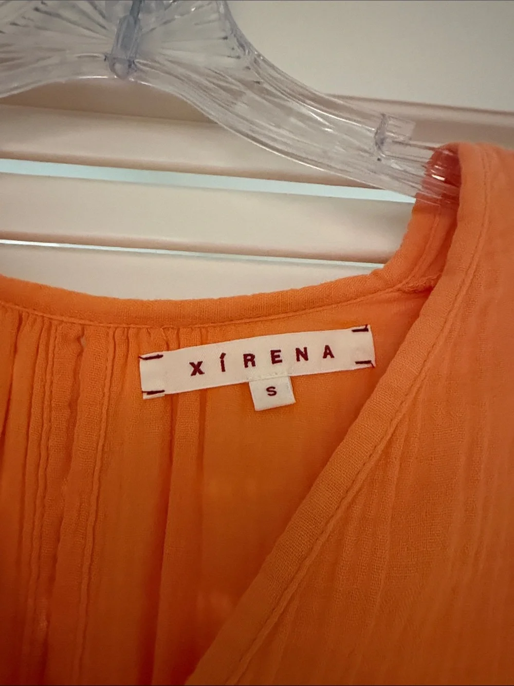 XiRENA Orange V-Neck Tie-Waist Dress